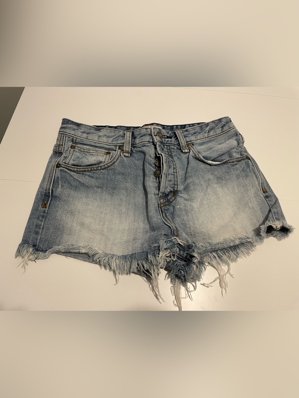 Free People Brand Women's size 26 Button Fly Cut Off Style Denim Jean Shorts